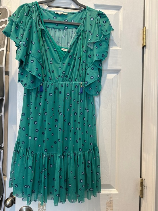 Dress To Brasil Dresses & Skirts - Green evil eye Printed Ruffle Mini Dress
